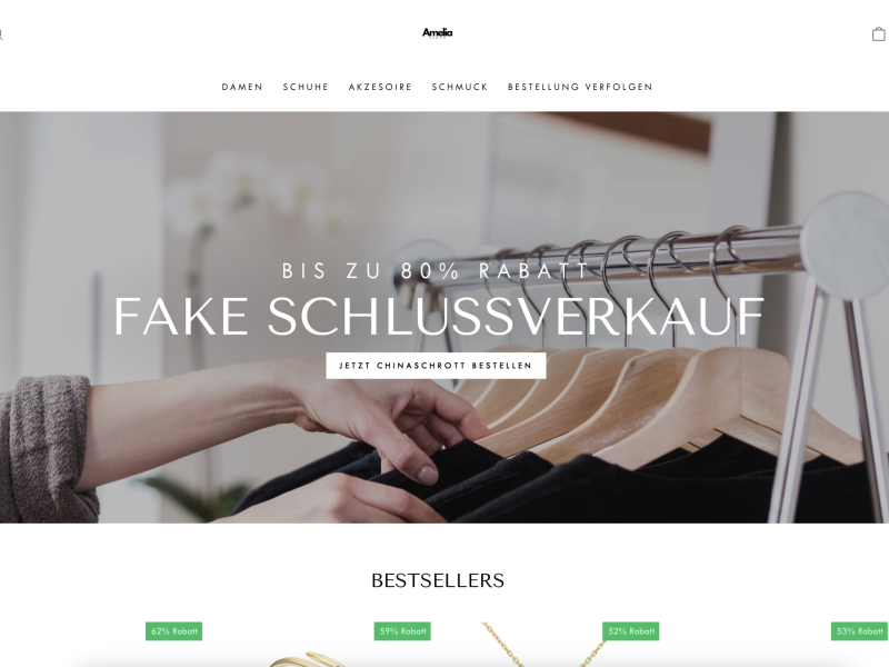 Achtung Onlineshop Amelia-Zurich.ch täuscht Kunden