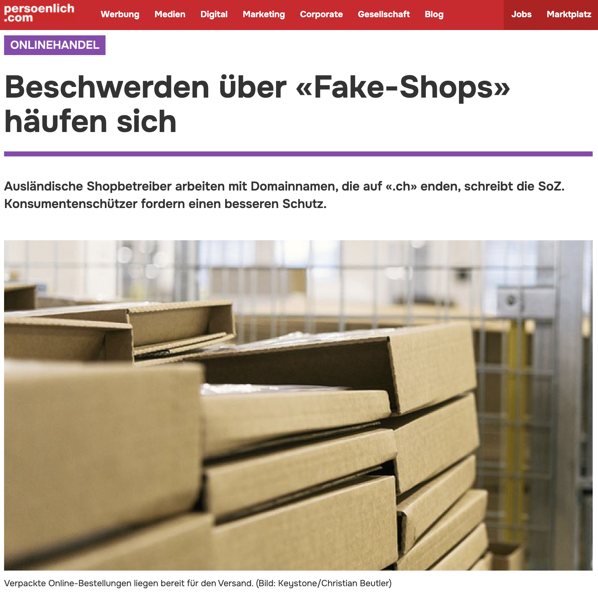 persönlich.com und Reklamationszentrale