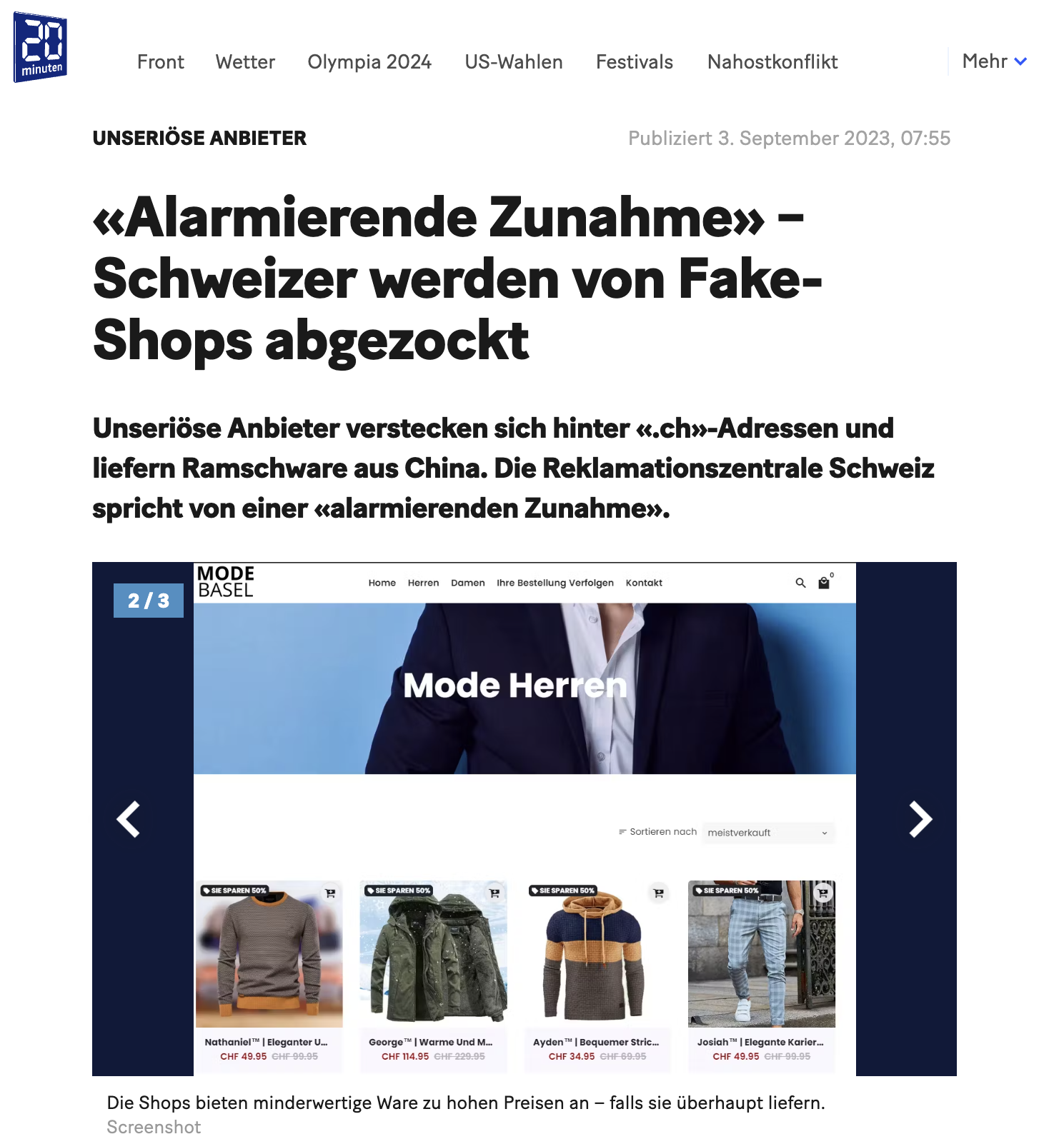 20min.ch und Reklamationszentrale